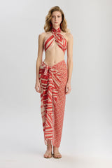 Aruba Crossed Wrap Style Bustier Top - Red