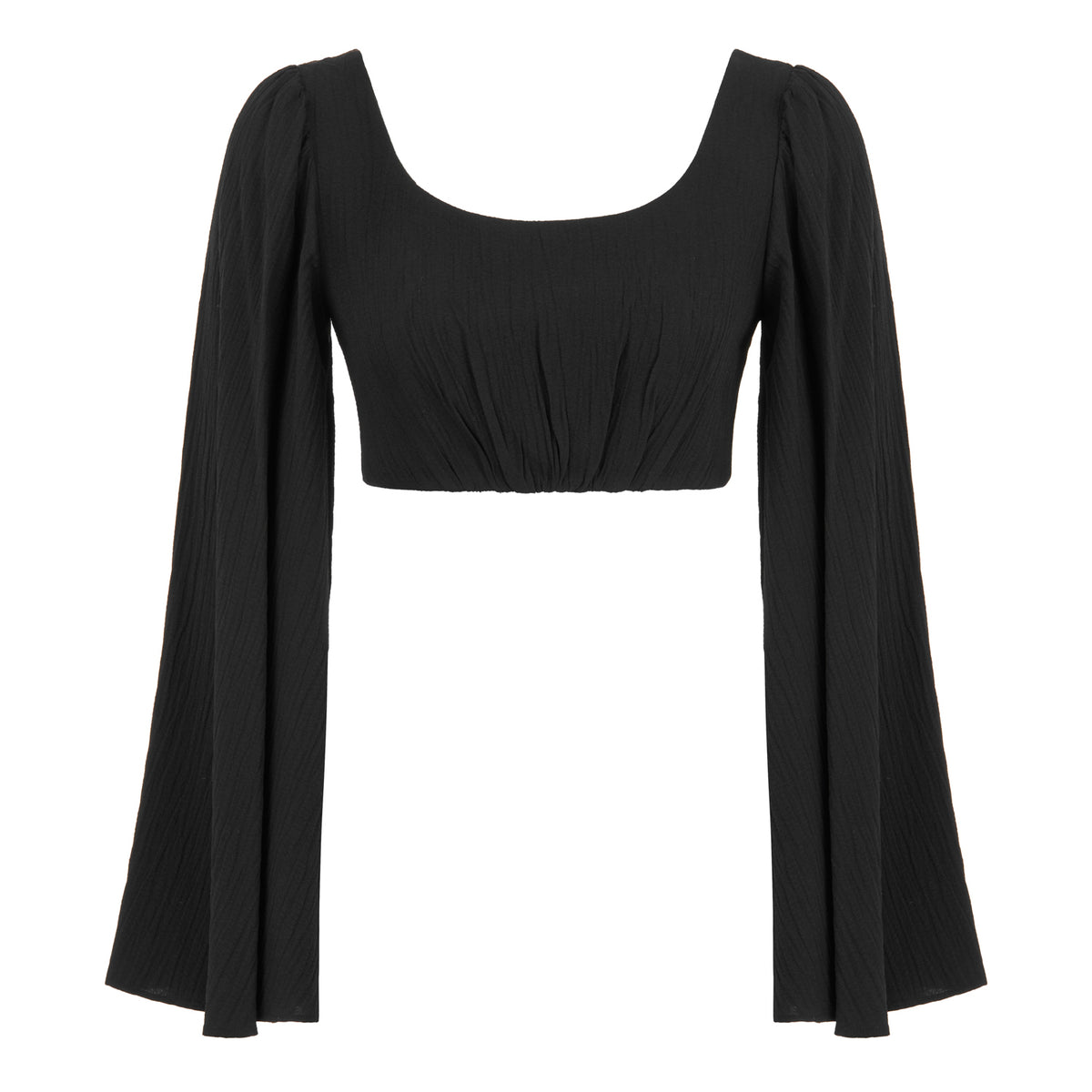 Amalfi Relaxed Fit Oval Neck Crop Top - Black