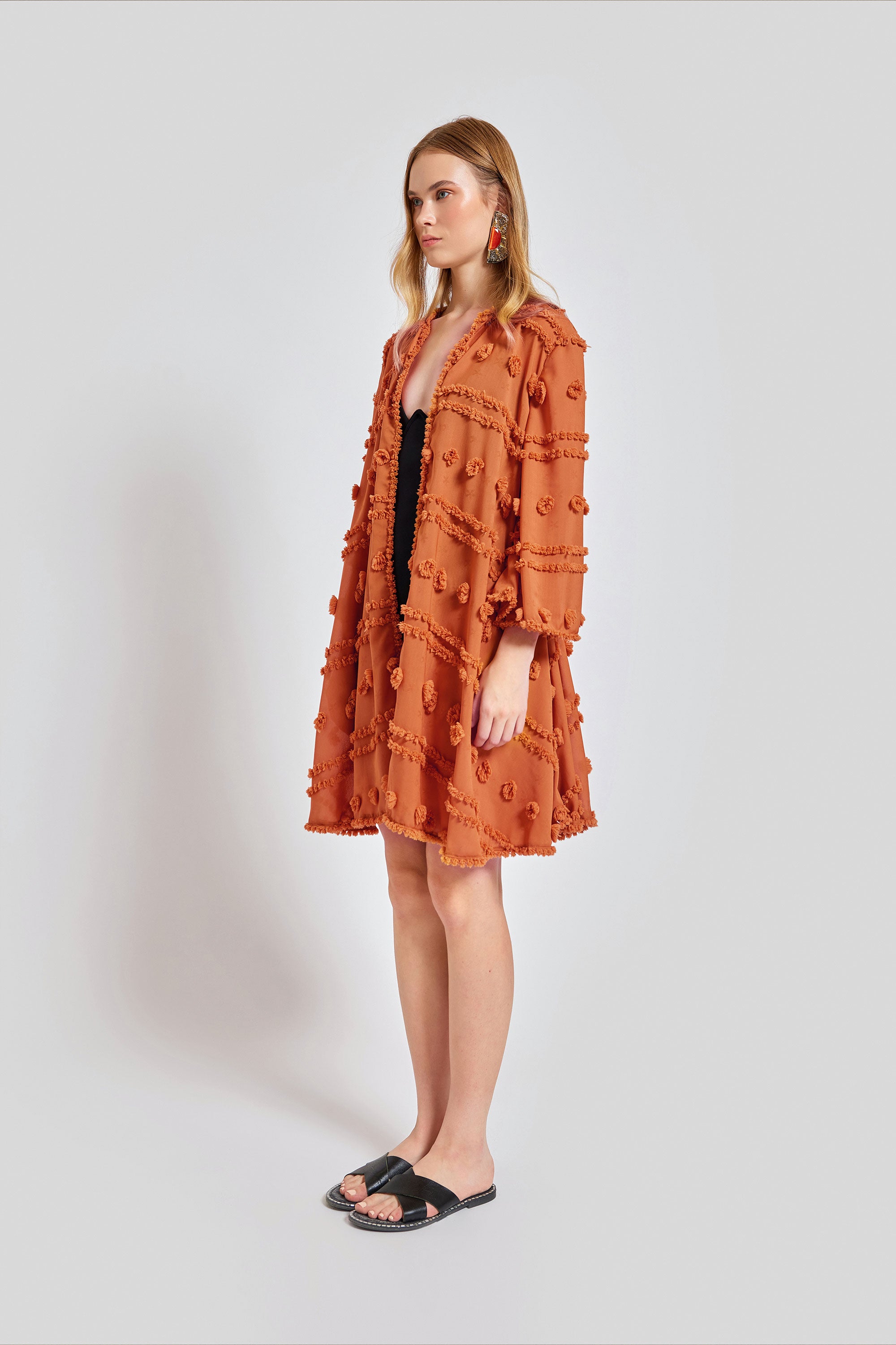 Capri Relaxed Fit Long Sleeve Caftan  - Brick