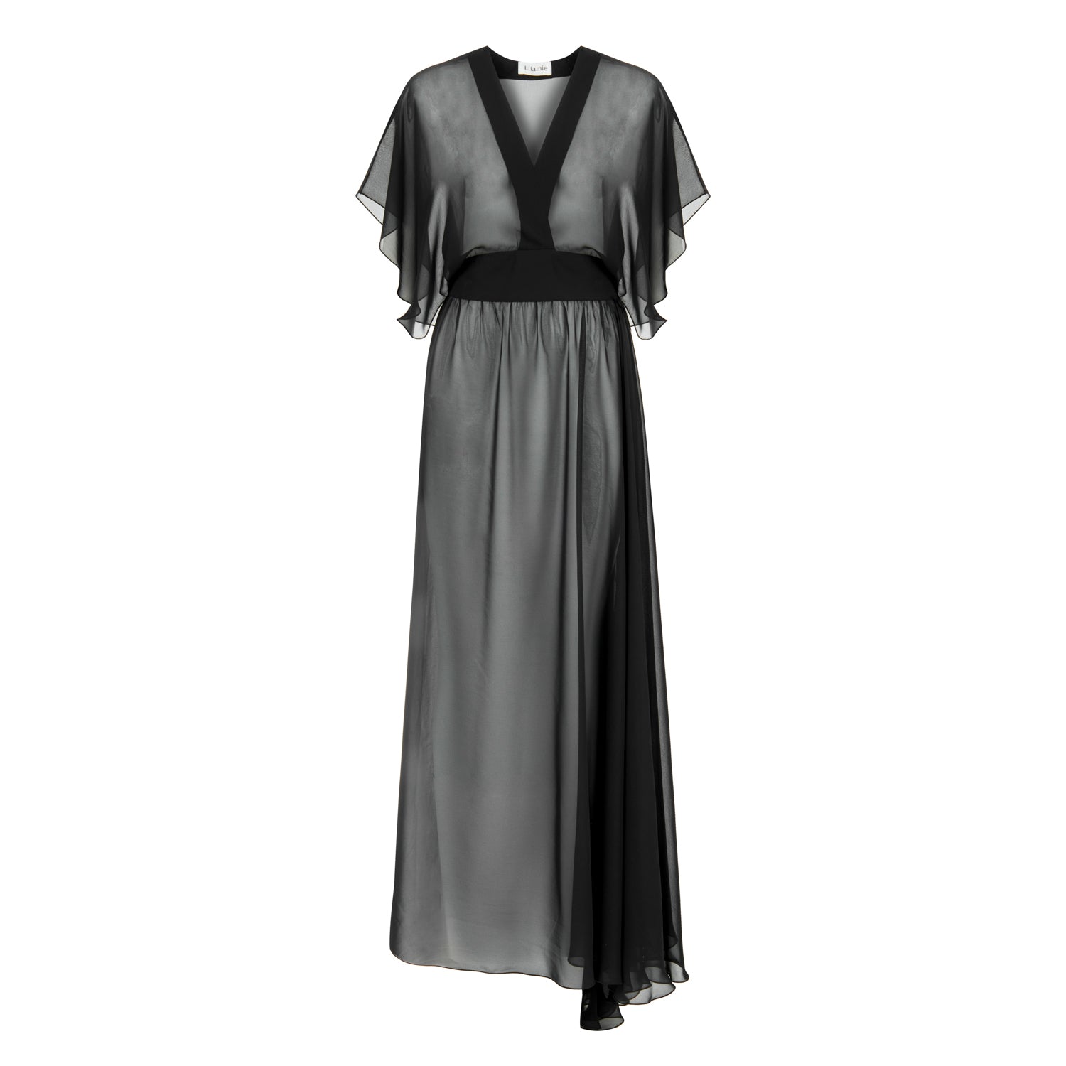 Ibiza V Neck Long Dress - Black
