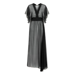Ibiza V Neck Long Dress - Black