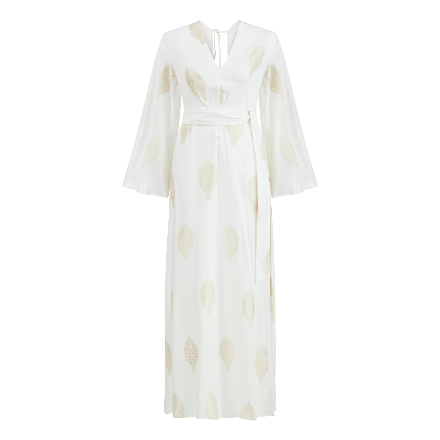 Larissa Loose Fit V Neck Long Dress - White