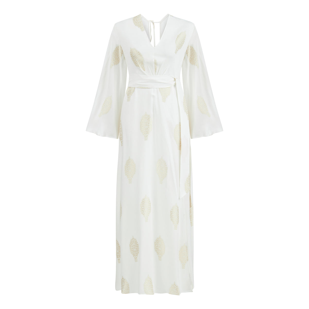 Larissa Loose Fit V Neck Long Dress - White
