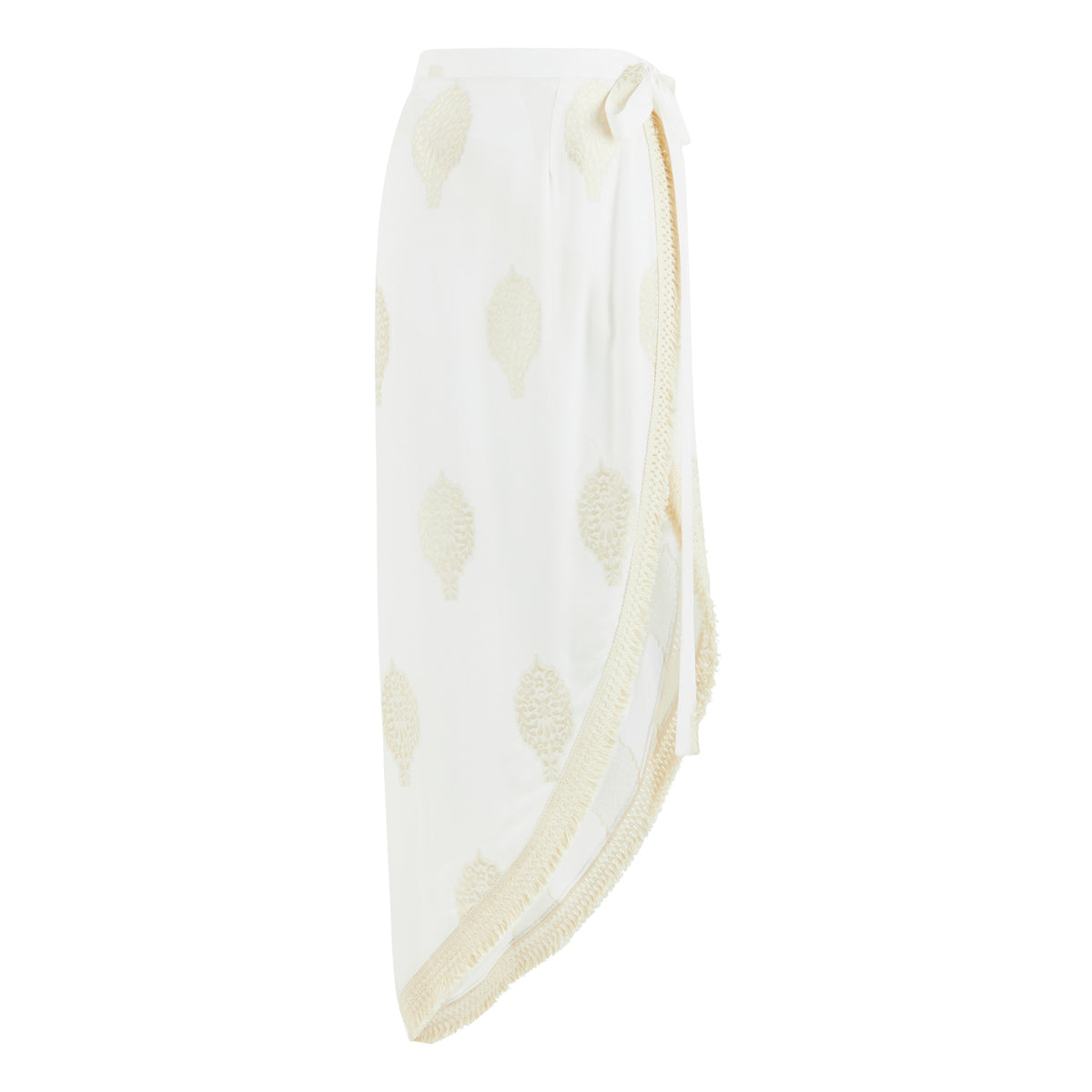 Larissa High Waisted Long Pareo Skirt - White