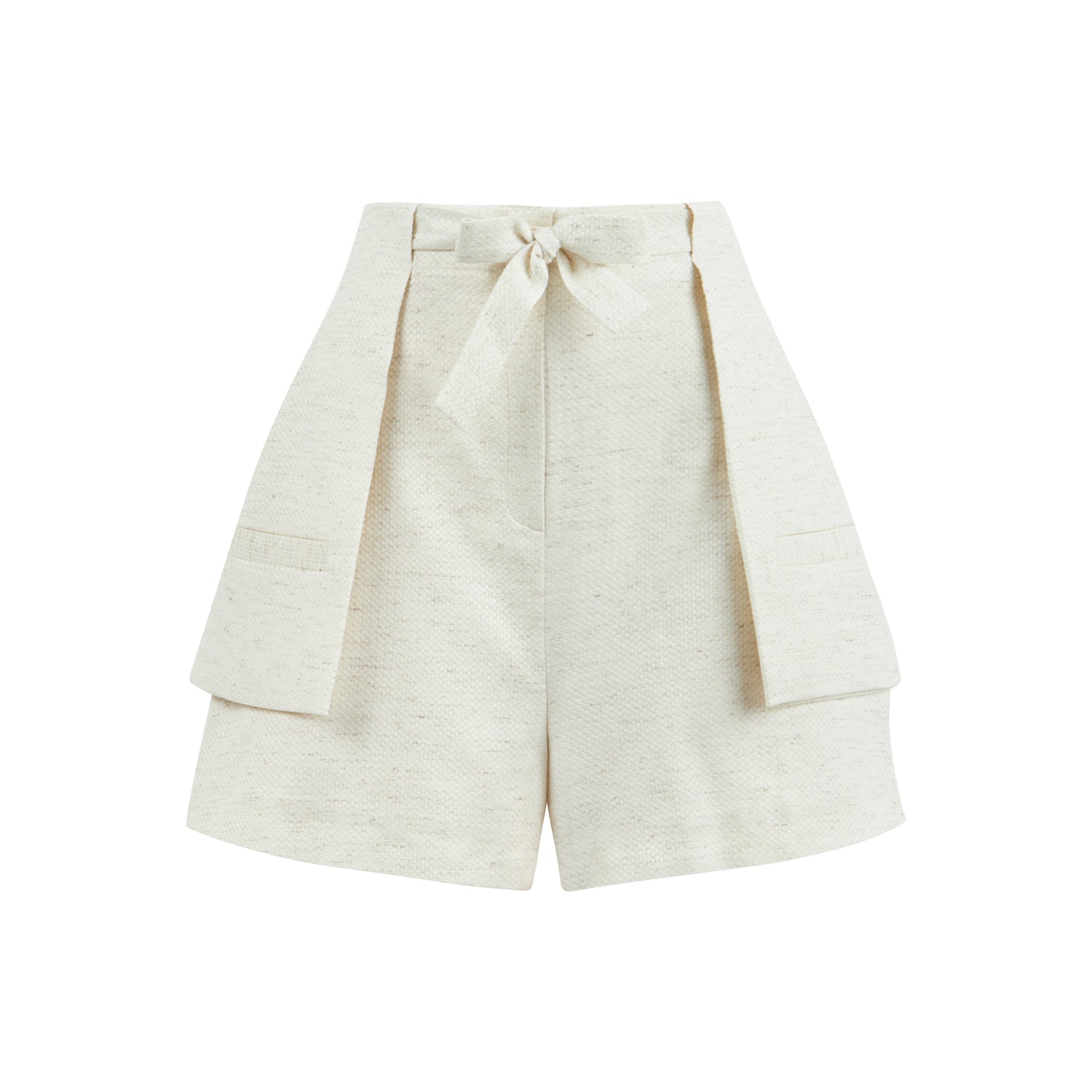 Lisbon Loose Fit Inserted Belt Shorts - Cream