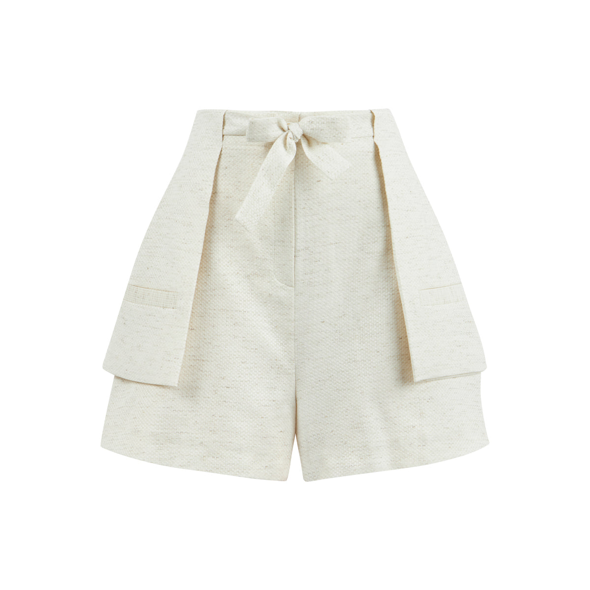 Lisbon Loose Fit Inserted Belt Shorts - Cream