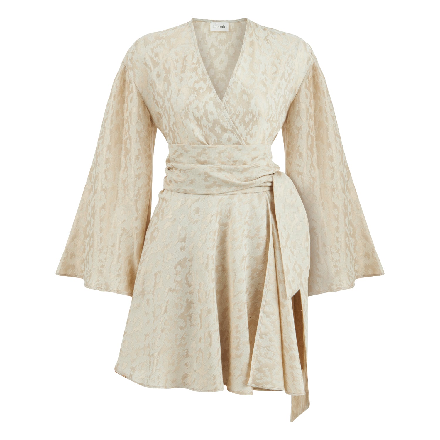 Marbella Wrap Style V Neck Mini Dress - Gold