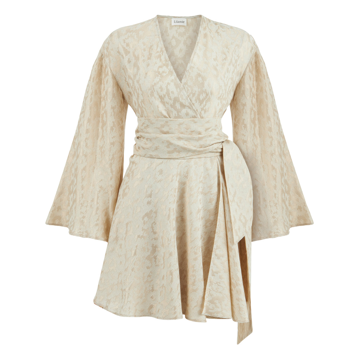 Marbella Wrap Style V Neck Mini Dress - Gold