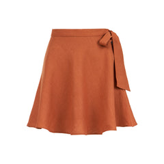 Marrakesh Side Wrapped Mini Skirt - Brick