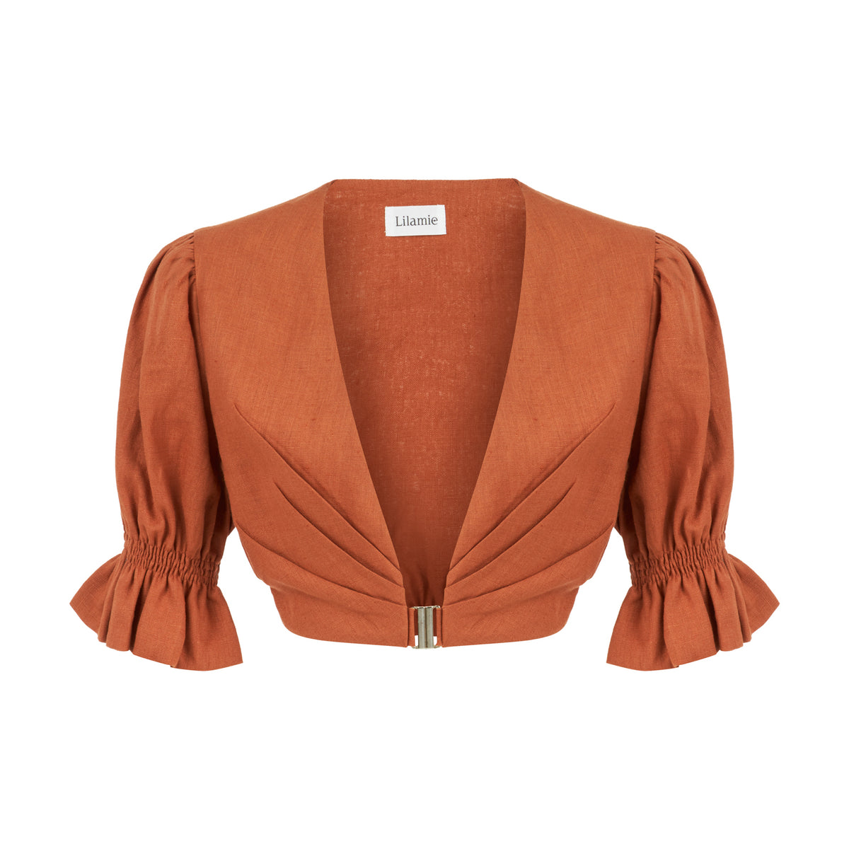 Marrakesh Puff Sleeve Crop Top - Brick