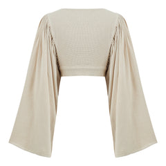 Venice Long Sleeve Cross Bustier Top - Beige