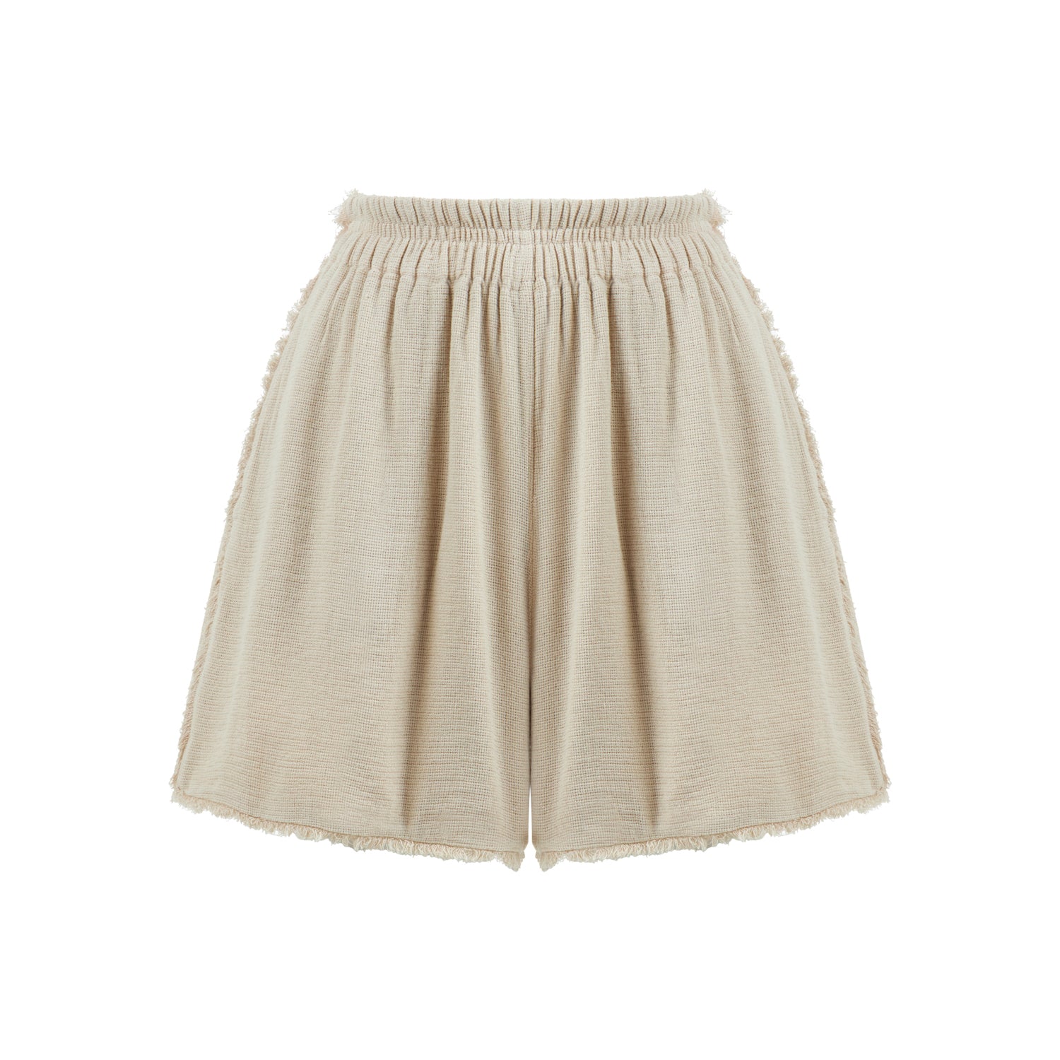 Venice Loose Fit Elastic Waist Mini Shorts - Beige