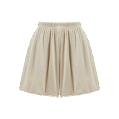 Venice Loose Fit Elastic Waist Mini Shorts - Beige