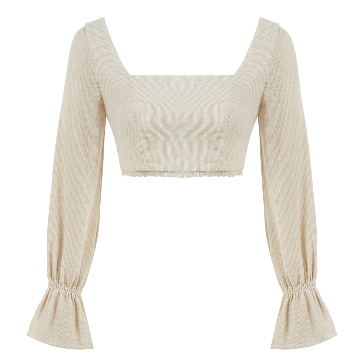 Venice Square Neck Long Sleeve Bustier Top - Beige