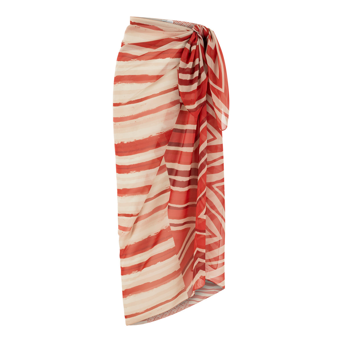 Aruba Chiffon Side Tie Pareo Skirt - Red