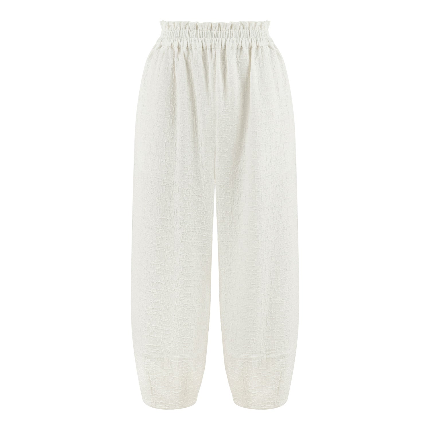 Tokyo Loose Fit Elastic Waist Wide Leg Pants - White