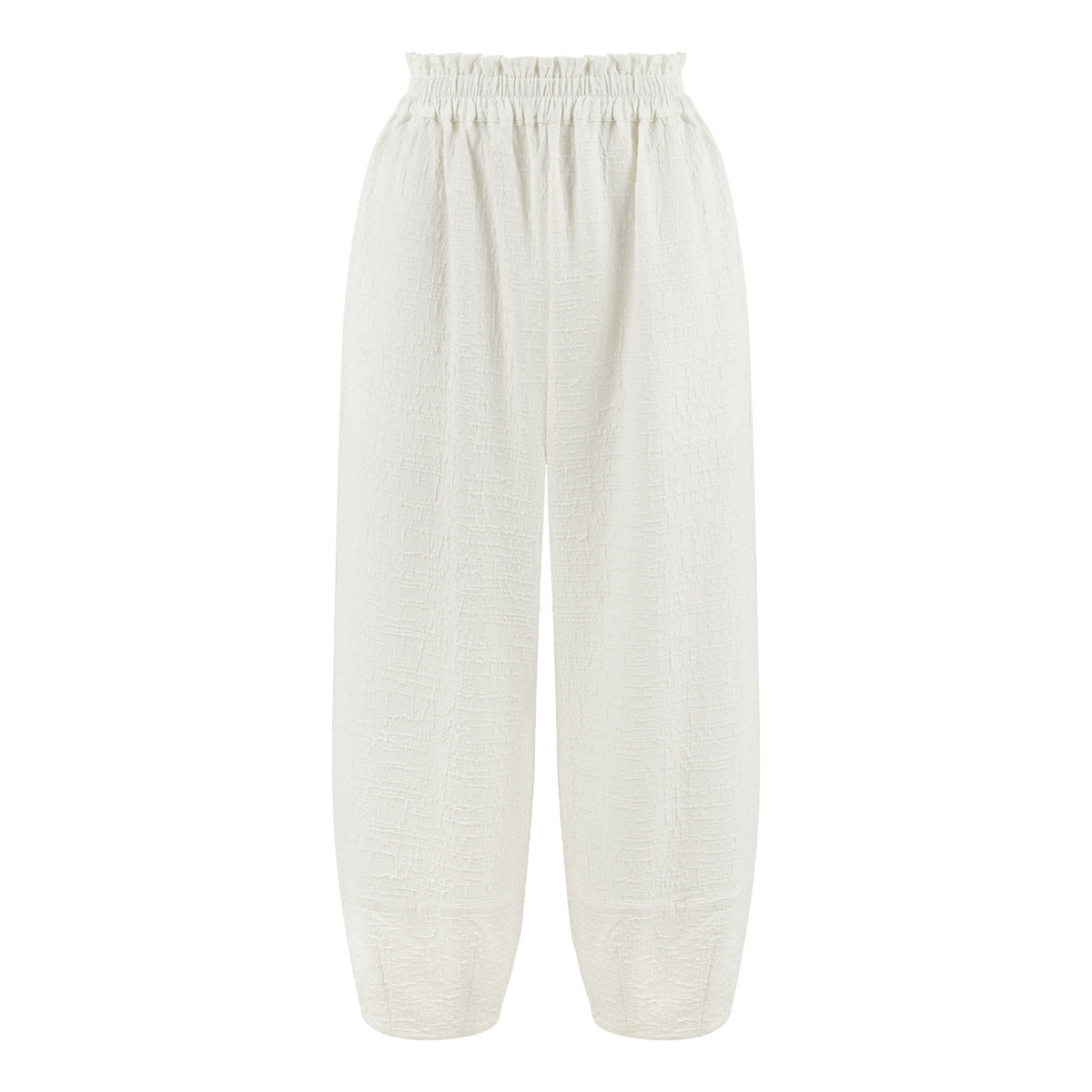 Tokyo Loose Fit Elastic Waist Wide Leg Pants - White