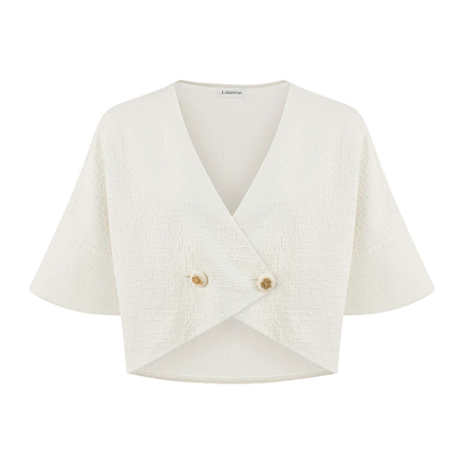 Tokyo Short Sleeve V Neck Crop Jacket - White