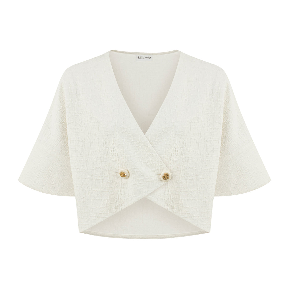 Tokyo Short Sleeve V Neck Crop Jacket - White