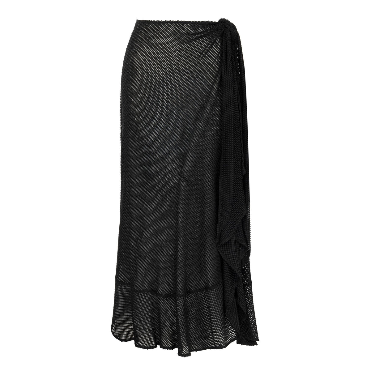 Carmen Elastic Waist Asymetric Cut Skirt - Black