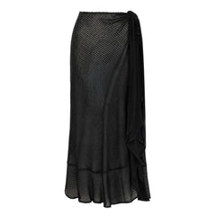 Carmen Elastic Waist Asymetric Cut Skirt - Black