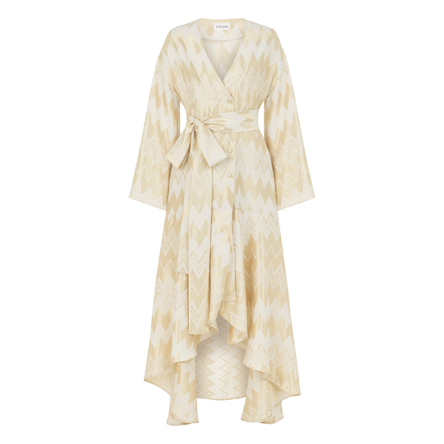 Madrid Loose Fit V Neck Long Dress - Gold