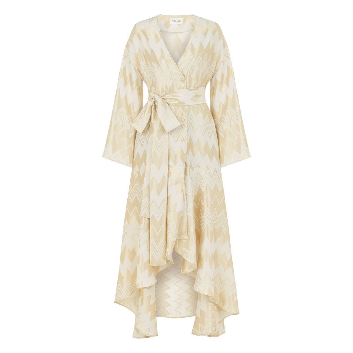 Madrid Loose Fit V Neck Long Dress - Gold
