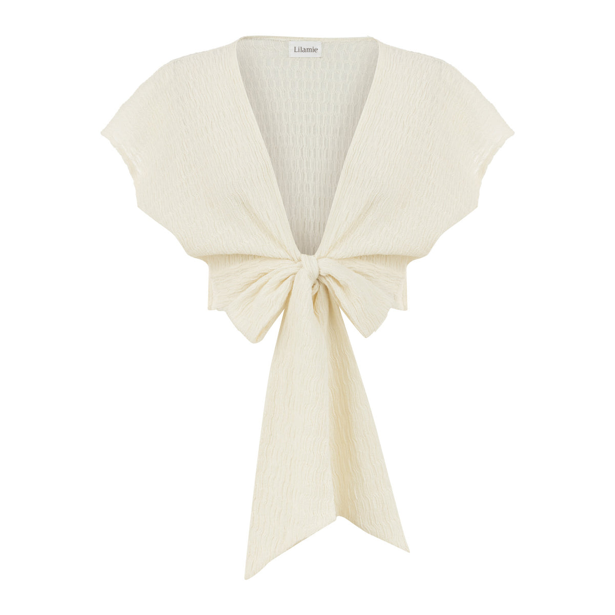 Rio Front Tied Crop Dizayn Top - Beige